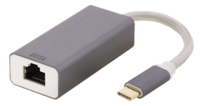 Deltaco USB-C nätverksadapter, Gigabit, 1xRJ45, 1xUSB-C hane