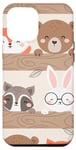 Coque pour iPhone 13 Pro Max Graphique couleur de fond de dessin animé animaux mignons pour enfants