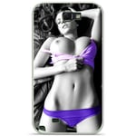 Onozo Coque TPU Gel Souple Samsung Galaxy Note 2 Design Femme Sexy n & b Dessous Violet