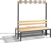 CP dubbelsidig bänk + skohylla, med krokar, 150 cm