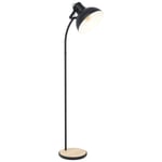 Standing Floor Lamp Light Cruved Black Base / Shade & Wood 1 x 28W E27 Bulb