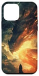Coque pour iPhone 12 mini Silhouette de dragons épiques fantaisie feu épique