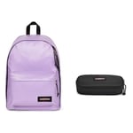 EASTPAK OUT OF OFFICE Backpack, 27 L - Glossy Lilac (Pink) OVAL SINGLE Pencil Case, 5 x 22 x 9 cm - Black (Black)