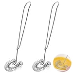 Mirrwin Egg Whisk Kitchen Whisk Versatile Tool for Milk Frother Hand Push Mixer Stirrer Stainless Steel Whisk for Mixing/Whipping Stir Kitchen Utensils and Baking Accessories Set of 2 Silver