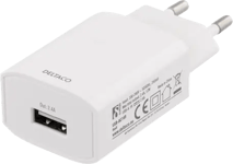 DELTACO väggladdare 100-240 V till 5 V USB, 2,4 A, 12 W