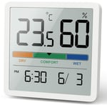Hygromètre Thermomètre d'intérieur, thermomètre numérique de bureau avec moniteur de température et d'humidité, thermomètre d'ambiance à jauge