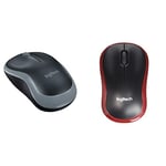 Logitech Wireless Mouse for Windows, Mac and Linux - Grey + Wireless Mouse for Windows, Mac and Linux - Red