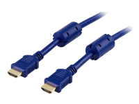 DELTACO HDMI-1020B - HDMI-kabel med Ethernet - HDMI hane till HDMI hane - 2 m - blå