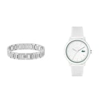 Lacoste Analogue Quartz Watch for Men with White Silicone Bracelet - 2011169 Men's Metropole Collection Link Bracelet Embellished with Petit piqué Pattern - 2040117