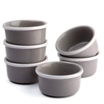 FE Ramekins Set of 6, 220 ml Souffle Dish, Ceramic Creme Brulee Dishes for Baking and Dipping Sauces, Oven Safe Bowl(Light Grey)