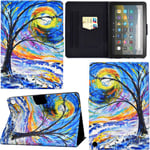 DodoBuy Case for All-New Fire HD 8 Tablet/Fire HD 8 Plus Tablet (2020 Release), PU Leather Flip Smart Cover Thin Wallet Bag Holder Stand with Card Slots Magnetic Closure - Tree