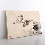 Big Box Art Two Birds by Ren Yi Painting Canvas Wall Art Print Ready to Hang Picture, 76 x 50 cm (30 x 20 Inch), Beige, Grey, Brown
