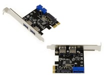 Carte PCIe vers USB 3.0 4 Ports 2 EXTERNES + 2 INTERNES Via Prise USB3 19 Points - CHIPSET Via VLI VL805