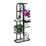 Relaxdays Escalier à fleurs en métal à 6 niveaux - Extérieur et intérieur - Hauteur : 107 x 44 x 24 cm - Étagère pour plantes - Noir