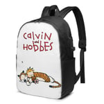 Lawenp Calvin and Hobbes Durable Travel Backpack School Bag Laptops Backpack with USB Charging Port for Men Women
