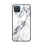 SHIEID For Samsung Galaxy A12 Case, Marble Tempered Glass Case, Gradient Clear Phone Cover, Case for Samsung Galaxy A12 (White)