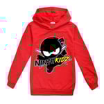 Ninja Kidz Tv- print Barn Pojkar Flickor Luvtröja Tröja Huvtröja Jumper Toppar Hoody Present Red 9-10 Years