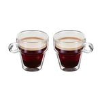 Judge Double Walled Glass Coffee Handled Mugs, Set of 2, 200ml - Vacuum Insulated, Handcrafted Artisan - Strong, Heat Resistant & Dishwasher Safe