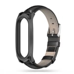 Amazfit Mi Band 6 / 5 / 4 / 3 NFC Stilrent Armband Veganläder Retro Svart