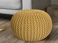 POUF Ø 55 cm Knitting Stool golv kudde hållbar grovt - Gul