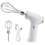 Portable Electric Hand Whisk USB Rechargeable Wireless Egg Beater with 2 Whisks