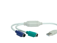Value USB to 2x PS/2, 2x 6-p Mini-DIN, USB A, Hankoppling, Honkoppling, Grå