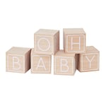 Ginger Ray – Lot de 6 cubes en bois pour bébé avec lettres formant l’inscription « Oh Baby » pour servir de livre d’or, marron