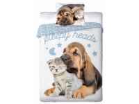 Sängkläder för ungdomar 012 BEST FRIENDS DOG AND CAT set 140x200cm + kudde 70x90cm
