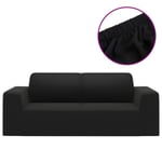 vidaXL Sofföverdrag 2-sits med stretch svart polyesterjersey Svart