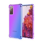 KERUN Case Suitable for Samsung Galaxy S20 FE, [Reinforced Corners ] Ultra-Slim Silicone TPU Soft [Crystal Clear] Protection Shockproof Bumper, Transparent Gradient Color Cover (Purple/Blue)