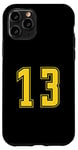 Coque pour iPhone 11 Pro Jaune Numéro 13 Équipe Sports Juniors Uniforme Numéroté