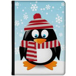 Azzumo Ready for Winter Penguin Cartoon Faux Leather Case Cover/Folio for the Apple iPad 10.2 (2020) 8th Generation