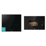 Hisense HI6401BSC Built-in 60cm Induction Hob Ceramic Glass Panel, Child Lock, Touch control & HB25MOBX7GUK Integrated 25 Litre Microwave With Grill - Black, 15 x 23 x 15 inches