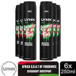Lynx XXL Africa 48-Hour High Definition Fragrance Body Spray Deodorant, 6x250ml