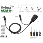 Hytera ACM01 PTT Headset med Inline MIC for 3,5mm Listen Only Earpiece (BD615, PD4, PD5, TC-610)