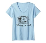 Womens Adopt A Street Cat Funny Opossum Team Trash Animal Humor V-Neck T-Shirt