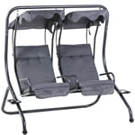 2 Seater Garden Metal Swing Seat Patio Swinging Chair Hammock Canopy