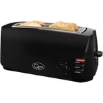 Quest 4 Slice Toaster Black - Extra Wide Long Slots for Crumpets and Bagels - 6 