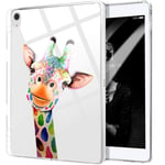 MAYCARI Case Clear for iPad 8th Generation 10.2" 2020/iPad 7th Generation 10.2" 2019 with Pencil Holder, Cute Giraffe Transparent Shockproof Soft TPU Pad Cover with Bumper Protective