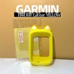 Garmin-Juste de protection en silicone avec oreilles de chat de dessin Animé,étui pour ordinateur de vélo GPS,film d'écran,EDGE 530,830 - Type 830 Yellow cat ear