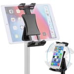 Tablet Tripod Mount Adapter, 360 degrees Rotatable IPad Mount for Mini Tripod/Selfie Stick/Monopod, Adjustable Tablet Clamp Holder Compatible with iPad Pro, iPad Mini, iPad Air 4.7-12.9 Inch