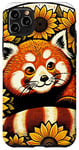 Coque pour iPhone 11 Pro Max Rétro Panda Rouge Art Tournesols