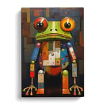 Frog Constructivism Art No.3 Canvas Print for Living Room Bedroom Home Office Décor, Wall Art Picture Ready to Hang, 30x20 Inch (76x50 cm)