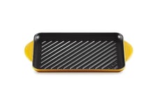 LE CREUSET Enamelled Cast Iron Rectangular Grill, for Low Fat Cooking On All Hob Types Including Induction, 32.5cm, Nectar, 20202326720460