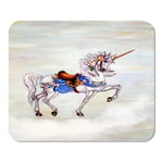 Mousepad Computer Notepad Office Colorful Oil Original Painting of Unicorn on Cloud Carousel Home School Game Player Computer Worker Inch