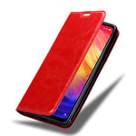 cadorabo Coque pour Xiaomi RedMi Note 7 en Rouge DE Pomme - Housse Protection avec Fermoire Magnétique, Stand Horizontal et Fente Carte - Portefeuille Etui Poche Folio Case Cover