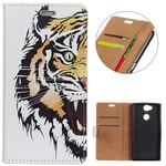 KM-WEN® Case for Sony Xperia XA2 Plus (6.0 Inch) Book Style Tiger Pattern Magnetic Closure PU Leather Wallet Case Flip Cover Case Bag with Stand Protective Cover Color-3