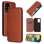 SQBB Fodral För Samsung Galaxy A52s 5g Kolfiber Fodral Folio Flip Skyddande Magnetiskt Cover Etui Coque Brun none