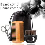 Beard Brush Comb Mens Mustache Hair Care Grooming Kit Scissors W