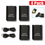 For XBOX 360 Controller Battery 4800mAh Rechargeable Batteries + USB Cable Black